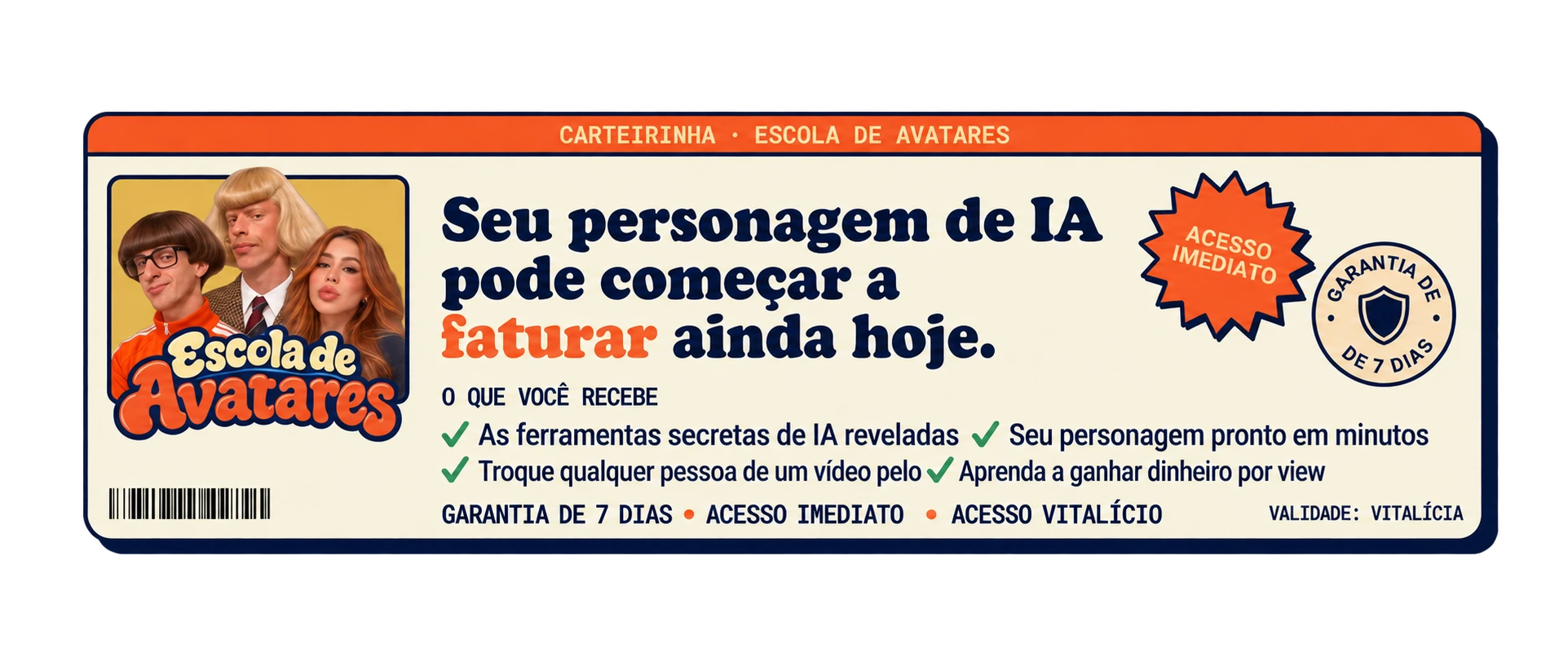 Escola de Avatares — Seu personagem de IA pode começar a faturar ainda hoje
